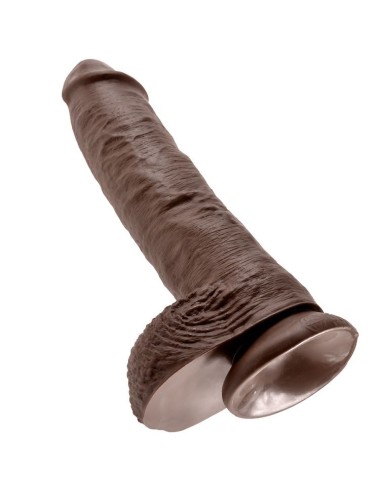 KING COCK - 10 DILDO CASTANHO COM BOLAS 25.4 CM