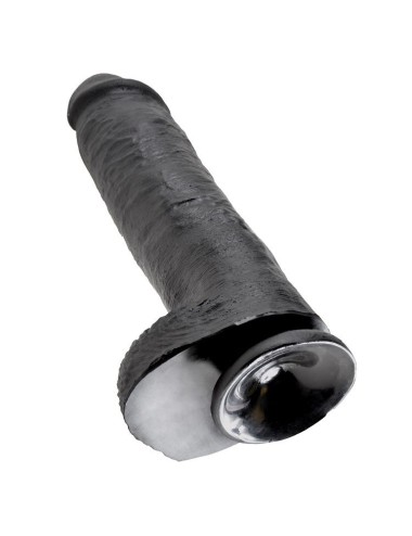 KING COCK - 11 DILDO PRETO COM BOLAS 28 CM