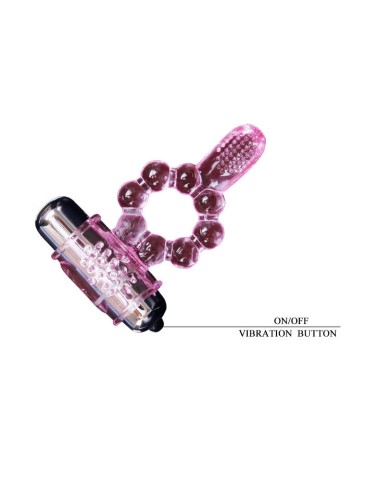 BAILE - ANEL DE SILICONE 10 RITMOS DE LÍNGUA COM VIBRAO ROSA