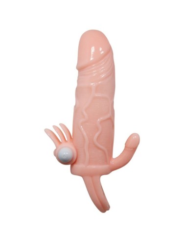 BAILE - CAPA PARA PÉNIS BRAVE MAN COM CARNE DE ESTIMULAÇÃO CLITÓRICA E ANAL 16.5 CM