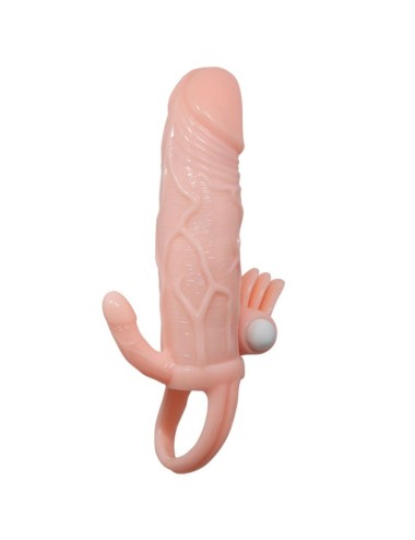 BAILE - CAPA PARA PÉNIS BRAVE MAN COM CARNE DE ESTIMULAÇÃO CLITÓRICA E ANAL 16.5 CM