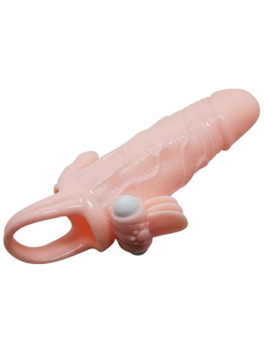 BAILE - CAPA PARA PÉNIS BRAVE MAN COM CARNE DE ESTIMULAÇÃO CLITÓRICA E ANAL 16.5 CM