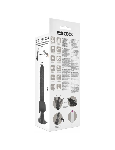 BASECOCK - VIBRADOR REALISTA CONTROLE REMOTO PRETO COM TESTÍCULOS 19.5 CM -O- 4 CM