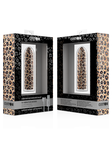 CUSTOM BULLETS - BALAS PERSONALIZADAS BALAS RECARREGÁVEIS LEOPARDO 10 INTENSIDADES