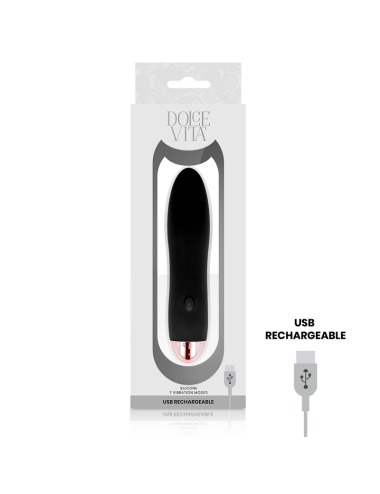 DOLCE VITA - VIBRADOR RECARREGÁVEL QUATRO PRETO 7 VELOCIDADES