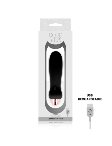 DOLCE VITA - VIBRADOR RECARREGÁVEL CINCO PRETO 7 VELOCIDADES