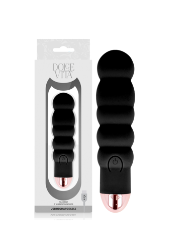 DOLCE VITA - VIBRADOR RECARREGÁVEL SEIS PRETO 7 VELOCIDADES