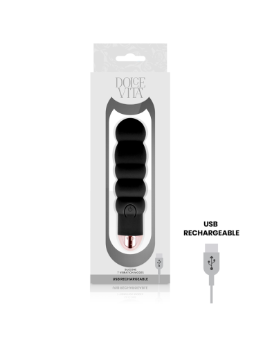 DOLCE VITA - VIBRADOR RECARREGÁVEL SEIS PRETO 7 VELOCIDADES
