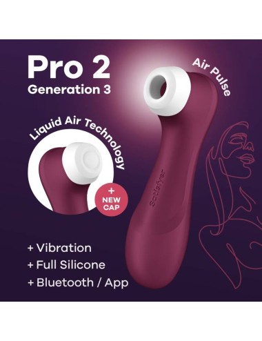 SATISFYER - PRO 2 GENERACIÓN 3 VINHO TINTO BLUETOOTH E APP