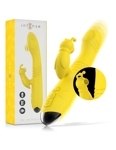INTENSE - TOKY VIBRADOR MULTIFUNCIÓN RECARGABLE UP & DOWN CON ESTIMULADOR DE CLITORIS AMARILLO