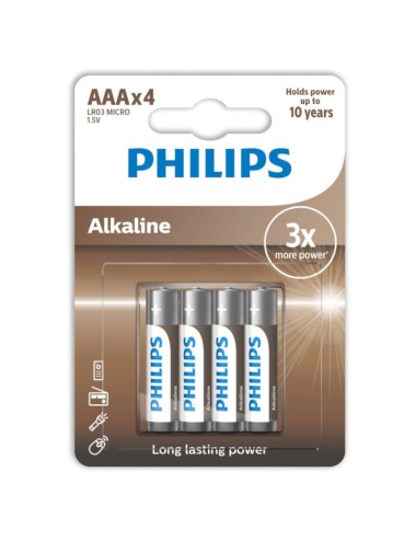 PHILIPS - BATERIA ALCALINA AAA LR03 4 PACK