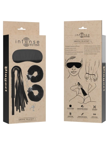 INTENSE - FETISH PLAYSET ERÓTICO 1 COM ALGEMAS, MSCARA CEGA E FLOGGER
