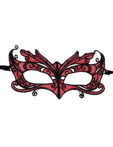 QUEEN LINGERIE - MSCARA DE RENDA COM DETALHES VERMELHOS