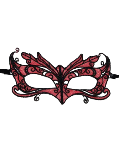 QUEEN LINGERIE - MSCARA DE RENDA COM DETALHES VERMELHOS