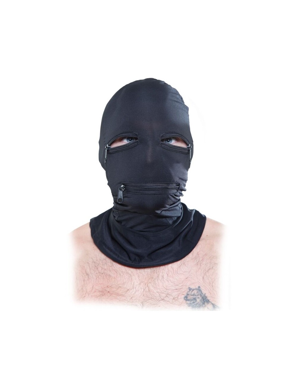 FETISH FANTASY SERIES - CAPUZ COM ZÍPERS PRETO FETISH FANTASY SERIES - CAPUZ COM ZÍPERS PRETO