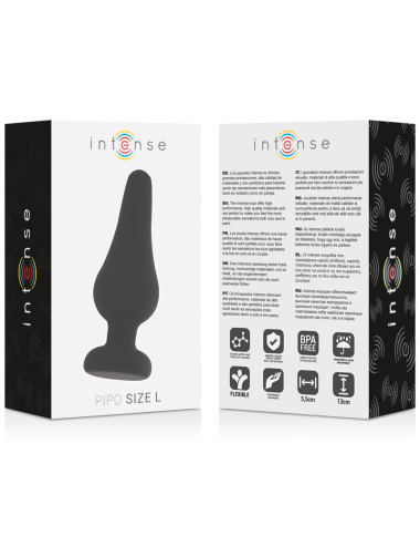 INTENSE - PLUG ANAL PIPO L SILICONE PRETO 13 CM