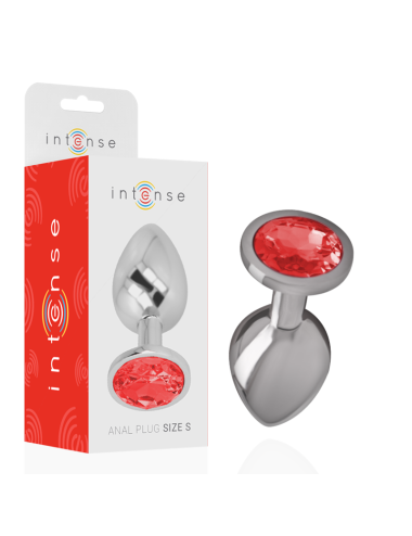 INTENSE - PLUG ANAL DE METAL DE ALUMÍNIO COM CRISTAL VERMELHO TAMANHO S