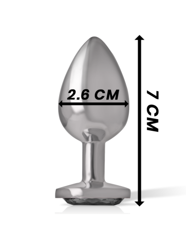 INTENSE - PLUG ANAL DE METAL DE ALUMÍNIO COM CRISTAL PRETO TAMANHO S