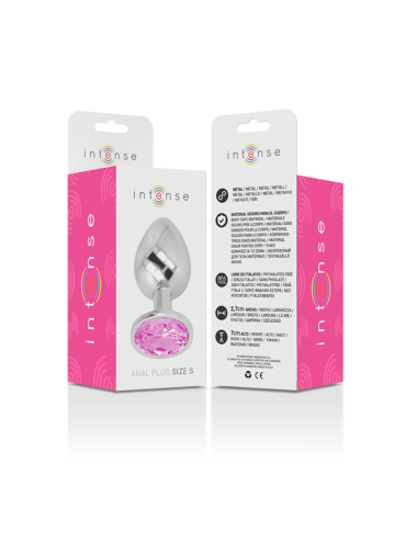 INTENSE - PLUG ANAL DE METAL DE ALUMÍNIO COM CRISTAL ROSA TAMANHO S