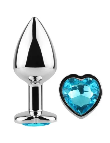 SECRET PLAY - METAL BUTT PLUG CORAÇÃO AZUL TAMANHO PEQUENO 7 CM