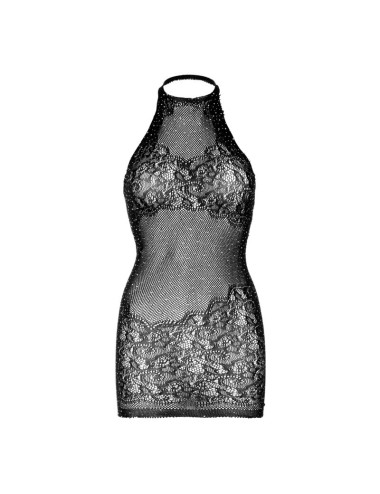 LEG AVENUE - MINI VESTIDO RHINESTONE HALTER TAMANHO ÚNICO - PRETO
