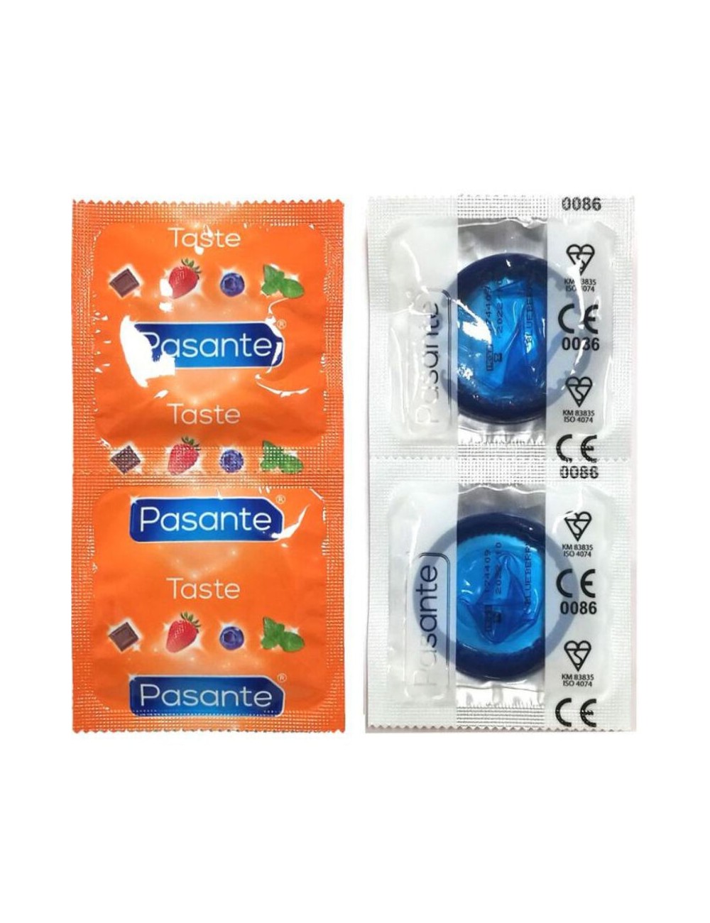 PASANTE - SACO DE PRESERVATIVO SABOR BLUEBERRY 144 UNIDADES