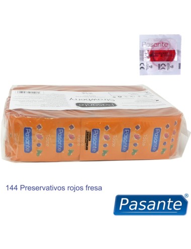 PASANTE - SACO DE PRESERVATIVO SABOR MORANGO 144 UNIDADES