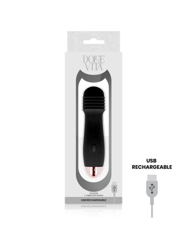 DOLCE VITA - VIBRADOR RECARREGÁVEL TRÊS PRETO 7 VELOCIDADE