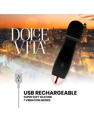 DOLCE VITA - VIBRADOR RECARREGÁVEL TRÊS PRETO 7 VELOCIDADE