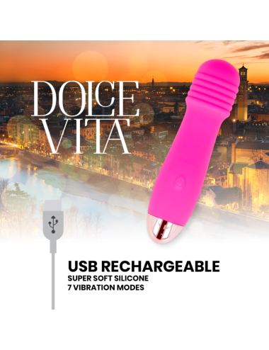 DOLCE VITA - VIBRADOR RECARREGÁVEL DE TRÊS VELOCIDADES PINK 7