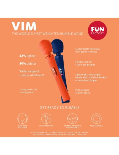 FUN FACTORY - VIM SILICONE RECARREGVEL VIBRANTE PESO RUMBLE WAND SUNRISE ORANGE