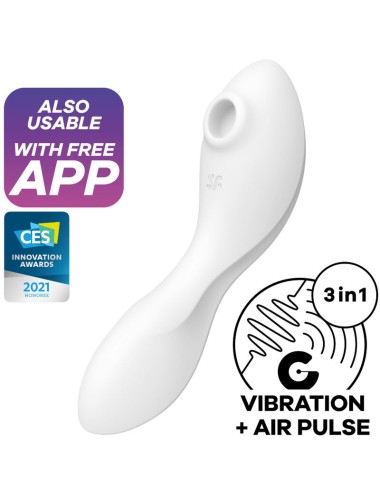 SATISFYER - CURVY TRINITY 5 ESTIMULADOR DE PULSO DE AR E APLICATIVO VIBRADOR BRANCO
