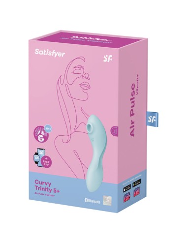 SATISFYER - CURVY TRINITY 5 ESTIMULADOR DE PULSO DE AR E APLICATIVO VIBRADOR AZUL