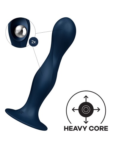 SATISFYER - DILDO DOUBLE BALL-R SILICONE AZUL