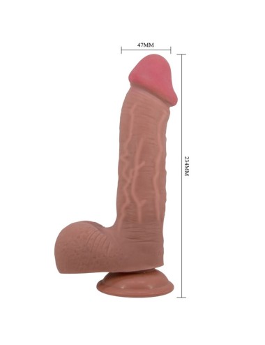 PRETTY LOVE - SÉRIE SLIDING SKIN DILDO REALÍSTICO COM VENTOSA DESLIZANTE PELE MARROM 23,4 CM