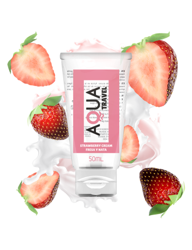 AQUA TRAVEL - LUBRIFICANTE À BASE DE ÁGUA DE CREME DE MORANGO - 50 ML