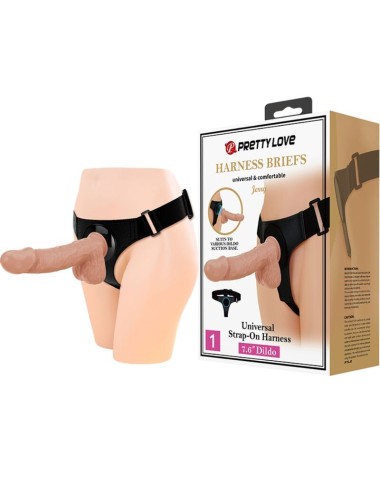 PRETTY LOVE - ARNÊS CUECAS ARNÊS UNIVERSAL COM DILDO JERRY 21.8 CM NATURAL