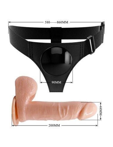 PRETTY LOVE - ARNÊS CUECAS ARNÊS UNIVERSAL COM DILDO TOM 20 CM NATURAL