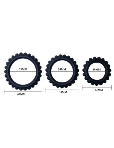 BAILE - CONJUNTO TITAN 3PCS ANEL PARA GALO PRETO 2.8 + 2.4 + 1.9 CM