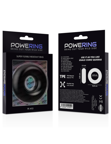 POWERING - ANEL PARA O PÉNIS SUPER FLEXÍVEL E RESISTENTE 5CM PR03 PRETO