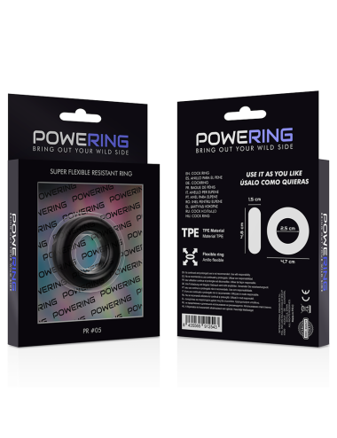 POWERING - ANEL PARA PÊNIS SUPER FLEXÍVEL E RESISTENTE 4,8CM PR05 PRETO