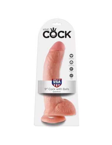 KING COCK - 9 CARNE DE DILDO COM BOLAS 22.9 CM