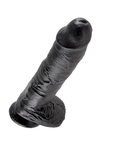 KING COCK - 10 DILDO PRETO COM BOLAS 25.4 CM