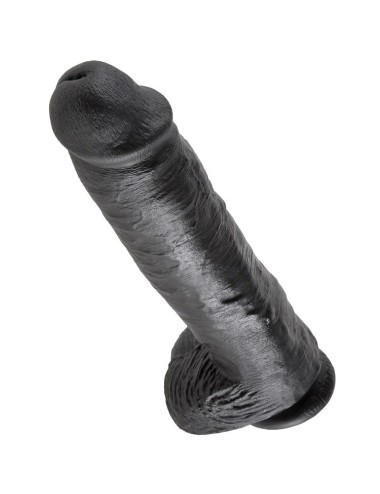 KING COCK - 11 DILDO PRETO COM BOLAS 28 CM