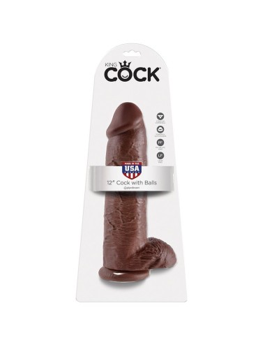 KING COCK - 12 DILDO CASTANHO COM BOLAS 30.48 CM