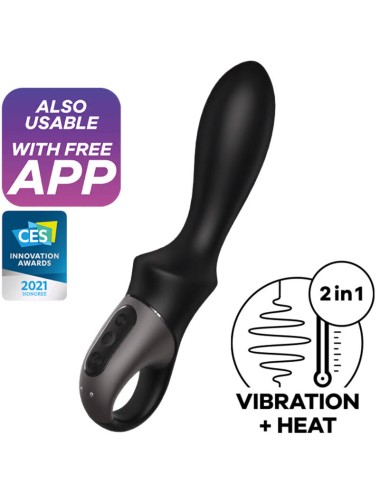 SATISFYER - APLICATIVO VIBRADOR ANAL HEAT CLIMAX PRETO