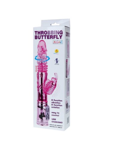 BAILE - VIBRADOR RECARREGVEL COM ROTAO E ESTIMULADOR DE BORBOLETA PULSANTE