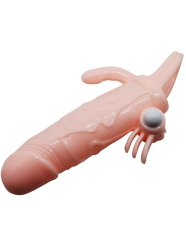 BAILE - CAPA PARA PÉNIS BRAVE MAN COM CARNE DE ESTIMULAÇÃO CLITÓRICA E ANAL 16.5 CM