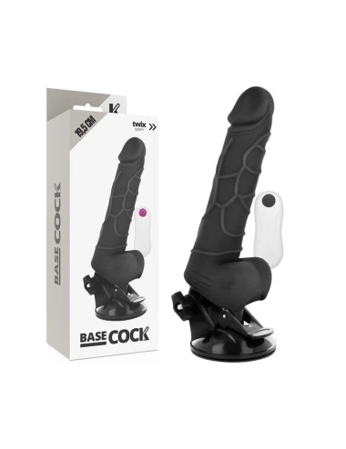 BASECOCK - VIBRADOR REALISTA CONTROLE REMOTO PRETO COM TESTÍCULOS 19.5 CM -O- 4 CM