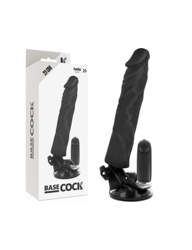 BASECOCK - CONTROLE REMOTO VIBRADOR REALÍSTICO PRETO 21 CM -O- 4 CM